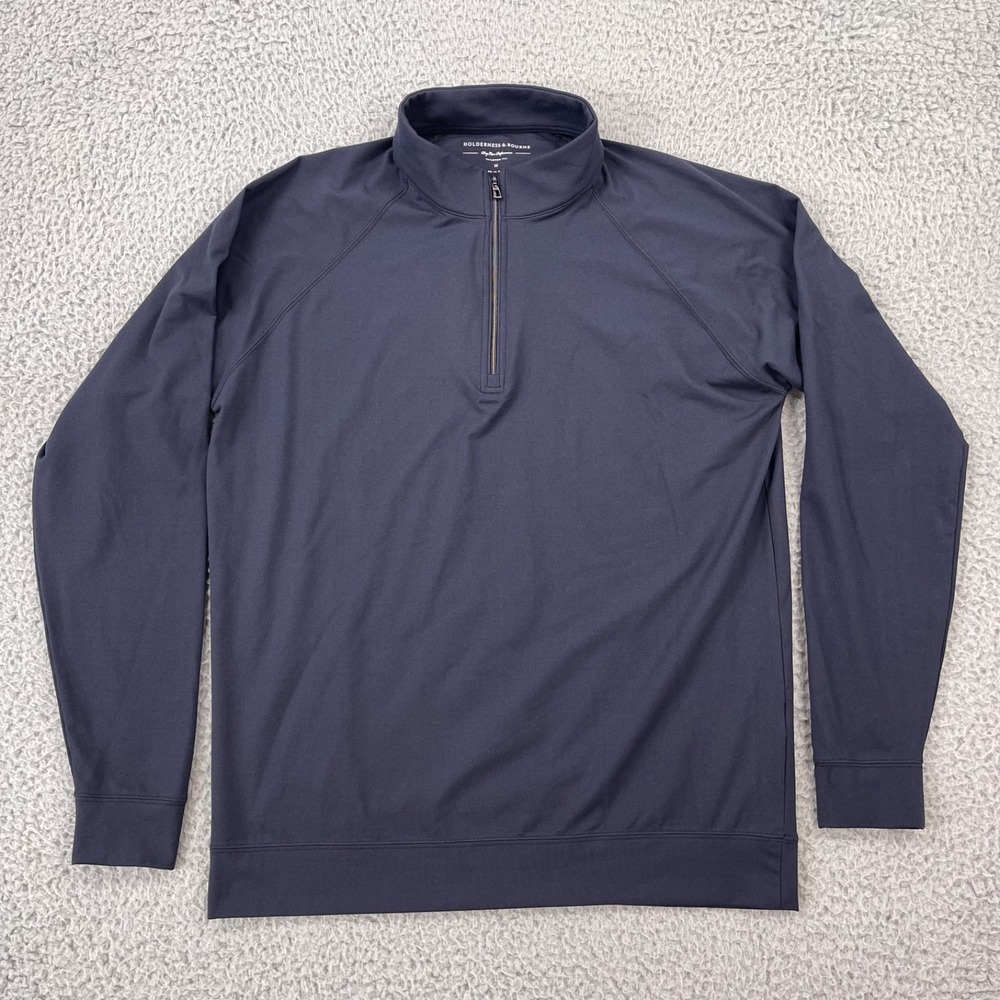 Holderness & Bourne Mens Medium The Westland Black 1/4 Zip Sahalee Country Club